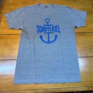 American Apparel Gray Tee with Blue Schuylkill Philadelphia Graphic